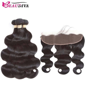 Beaudiva Body Wave 3 Bundles with Lace Frontal 100% Real Human Hair